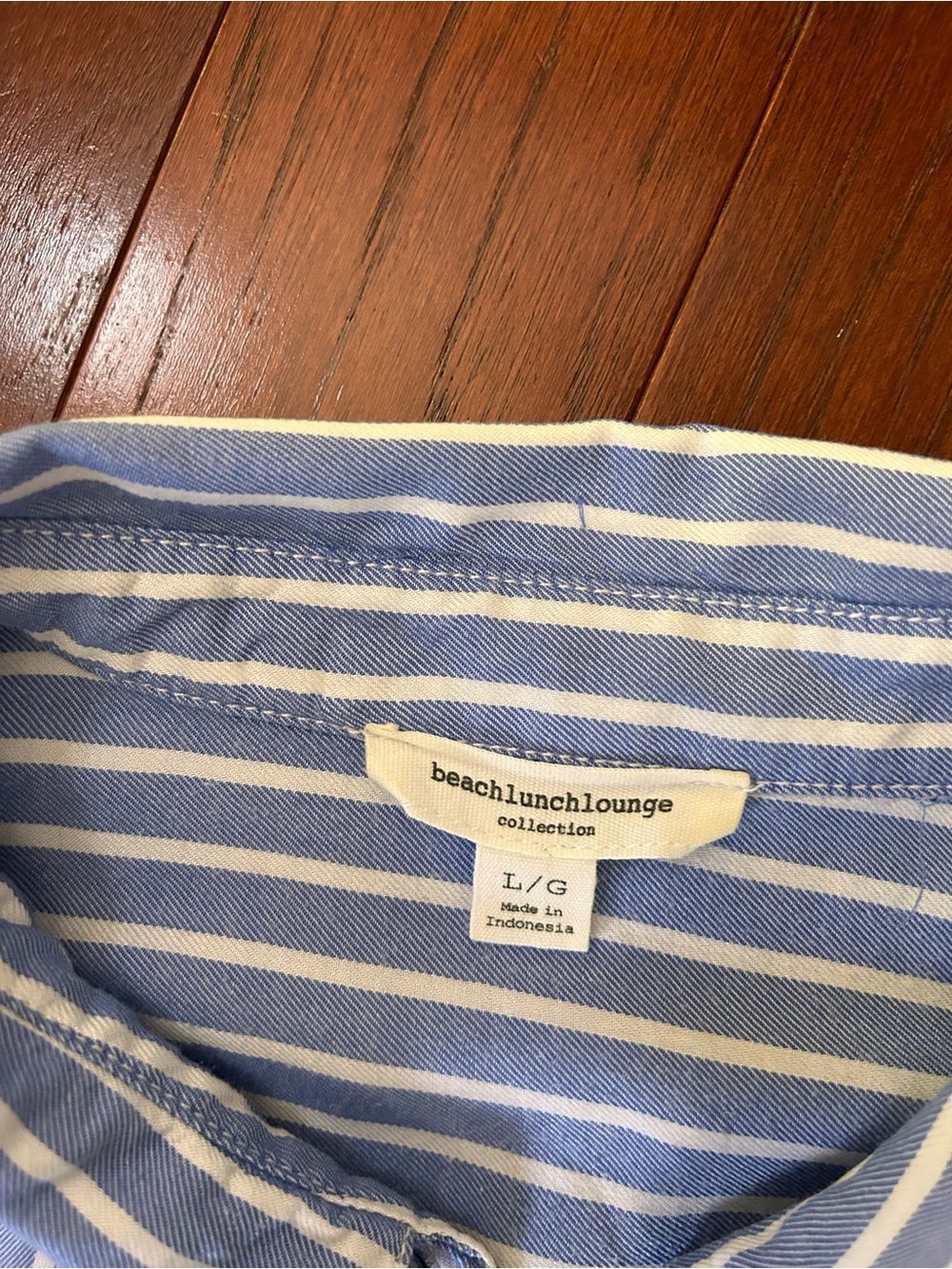 Beachlunchlounge Kenzie Women's Blue Striped Short Sleeve Button Up Shirt large - Picture 9 of 9